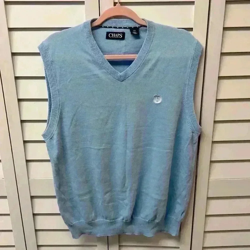Chaps Blue Sweater Vest - Size L